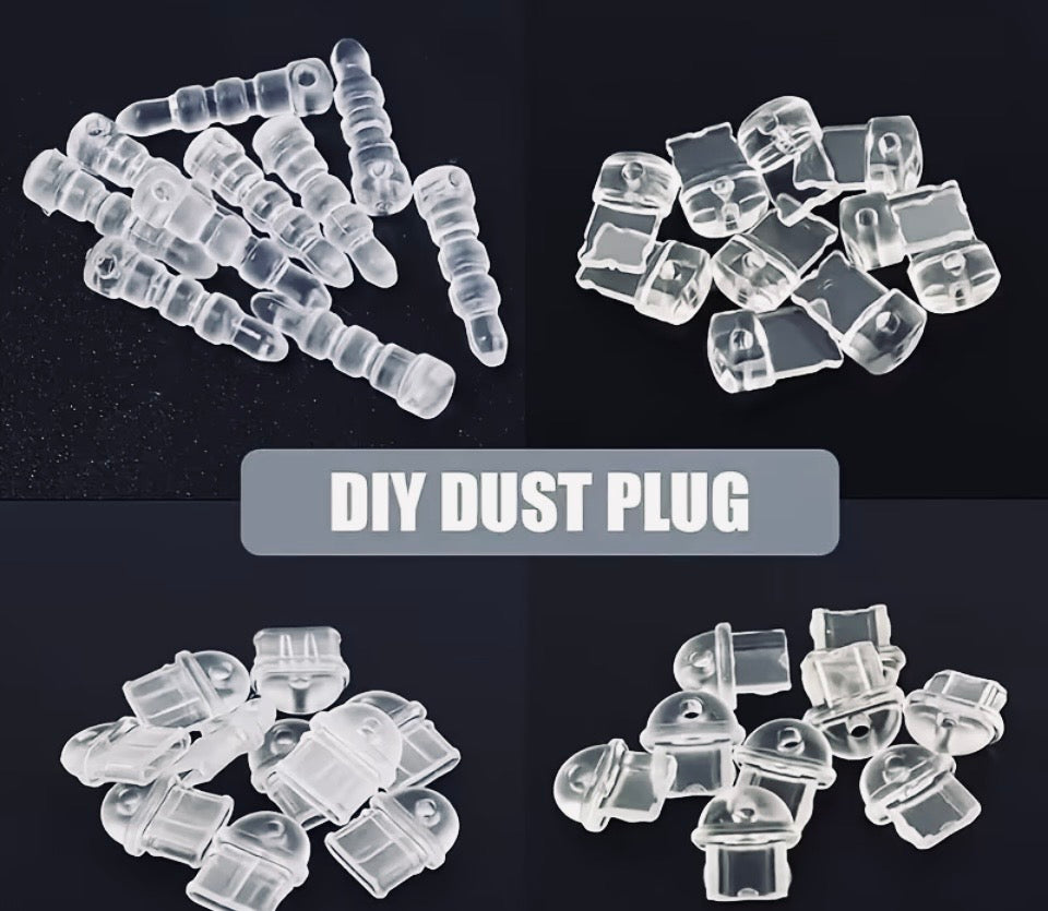 Clear USB-C Dust Plug with Charm Hole | Phone Accessory & Port Protector