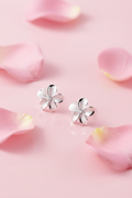 Sterling Silver .925 Flower Earrings with Crystal Center