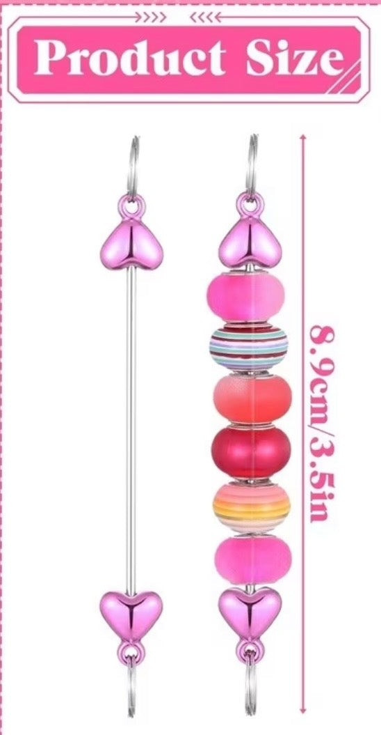 Multicolor Flower or Heart DIY Rod Keychain Blanks | Beadable Keychain Craft Supplies