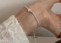 Minimalist Stainless Steel Heart & Ball Bracelet / Anklet | Silver Snake Chain