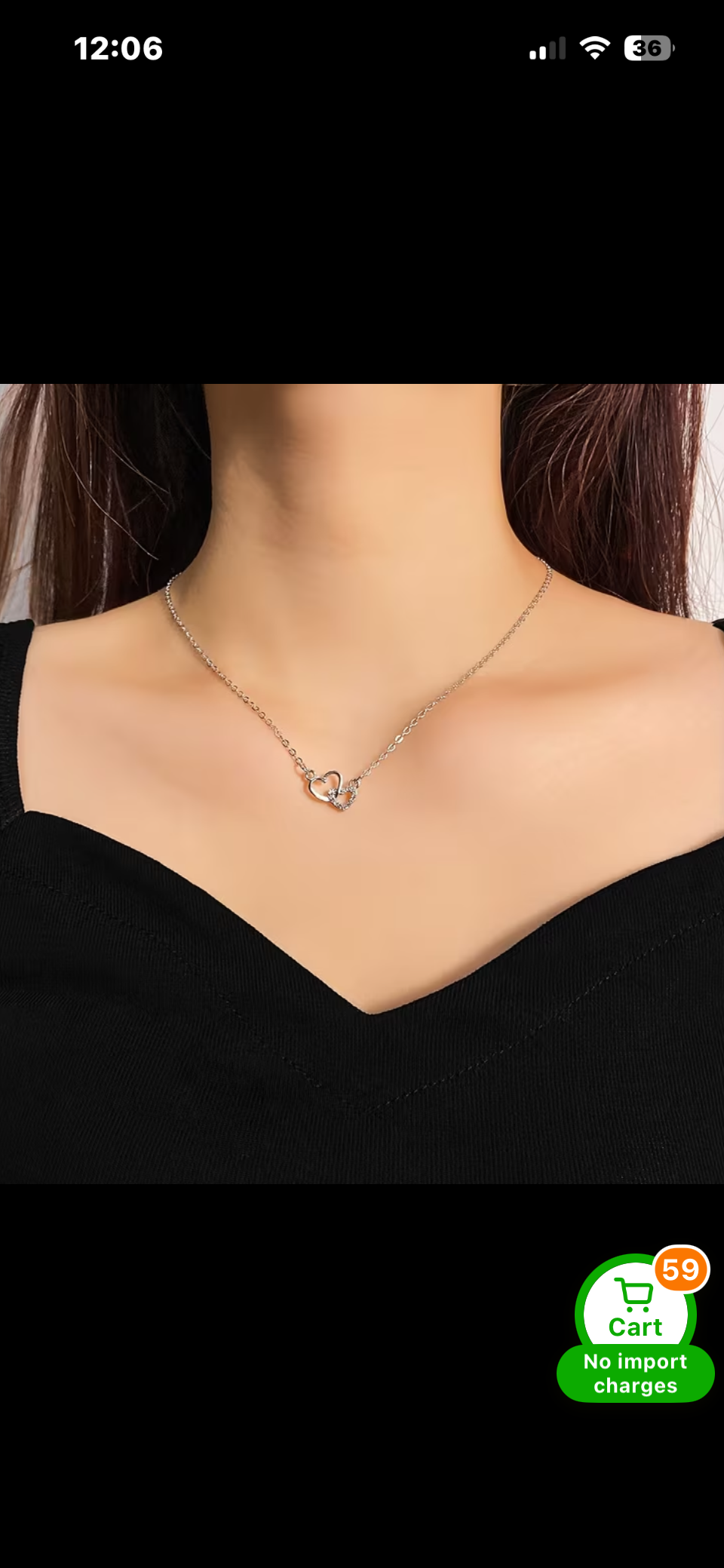 Double Heart Crystal Necklace | Vintage Romance | Sterling Silver-Tone Stainless Steel