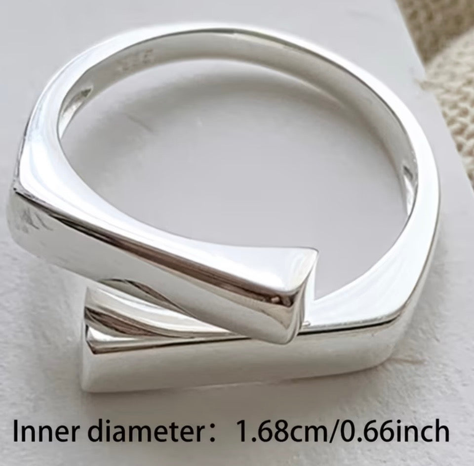 Art Deco Inspired Stainless Steel Adjustable Silver Ring