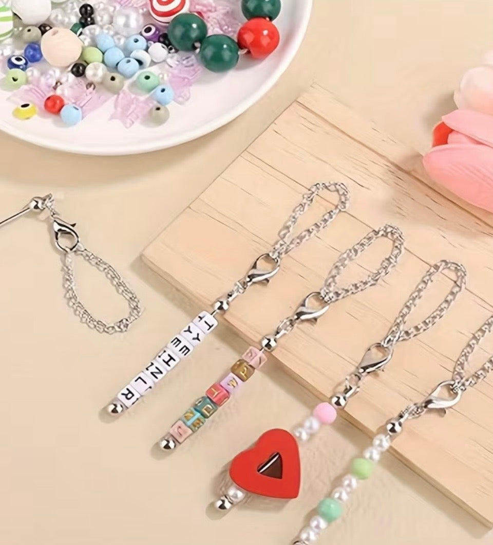 Beadable Tumbler Cup Charm Holder | Metal | Silver | Bead Rod & Chain Included | DIY Craft Accessory