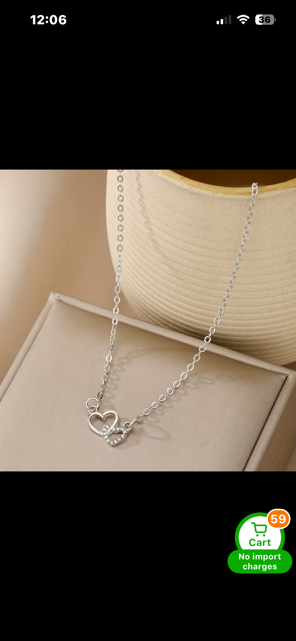 Double Heart Crystal Necklace | Vintage Romance | Sterling Silver-Tone Stainless Steel