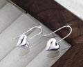 Classic Sterling Silver .925 3D Heart Dangle Earrings