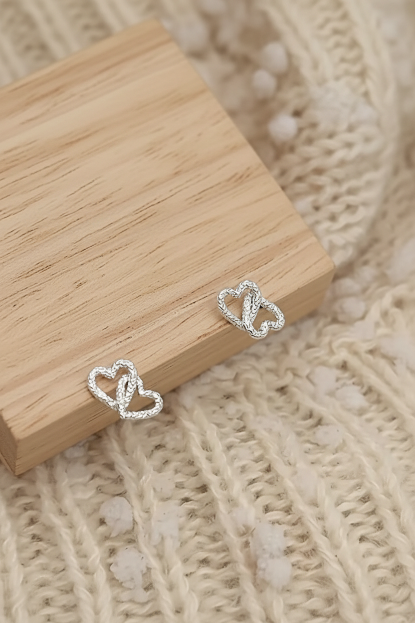 Double Heart Dangle Earrings | Stainless Steel