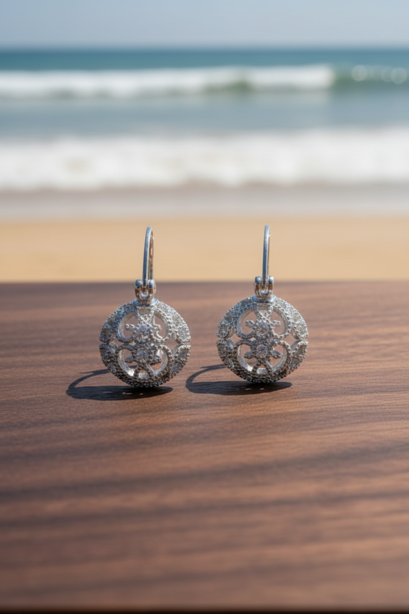 Art Deco Dangle Earrings | Vintage Silver Plated Leverback Drop Earrings
