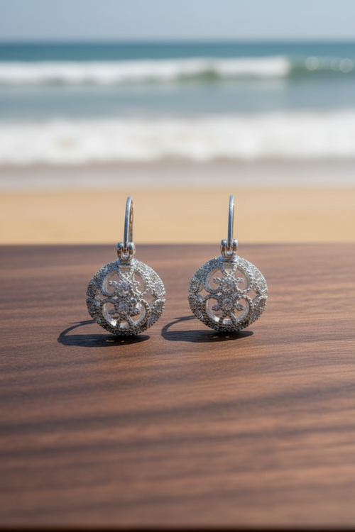 Art Deco Dangle Earrings | Vintage Silver Plated Leverback Drop Earrings