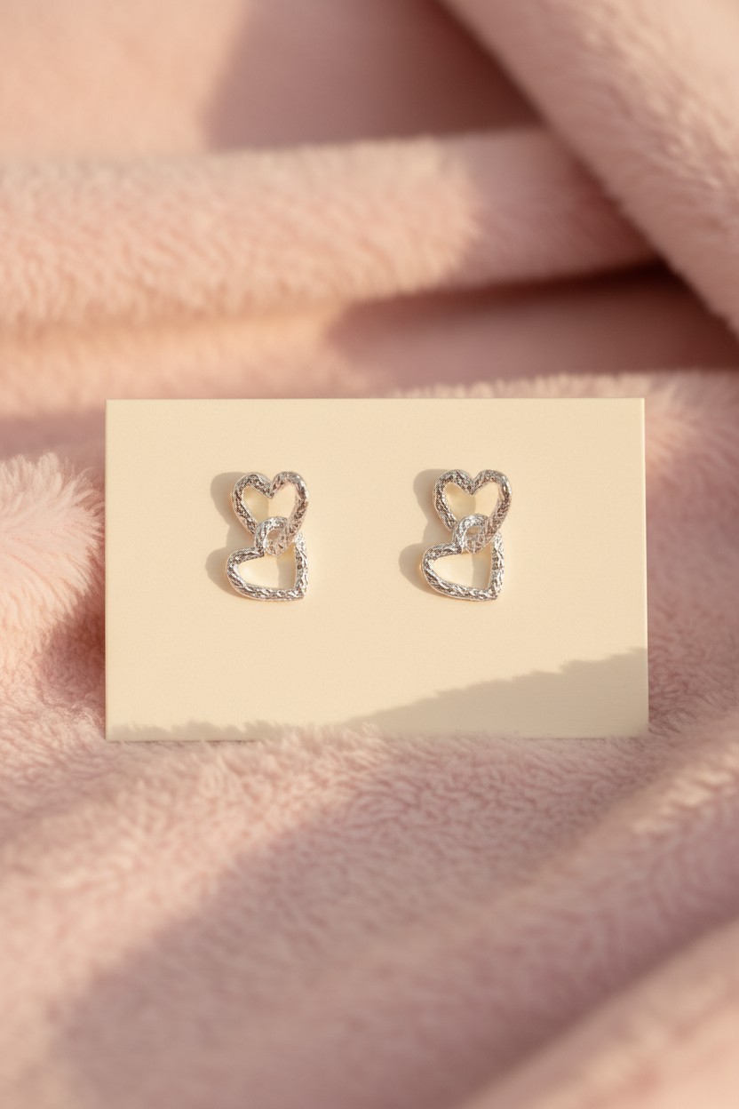 Double Heart Dangle Earrings | Stainless Steel