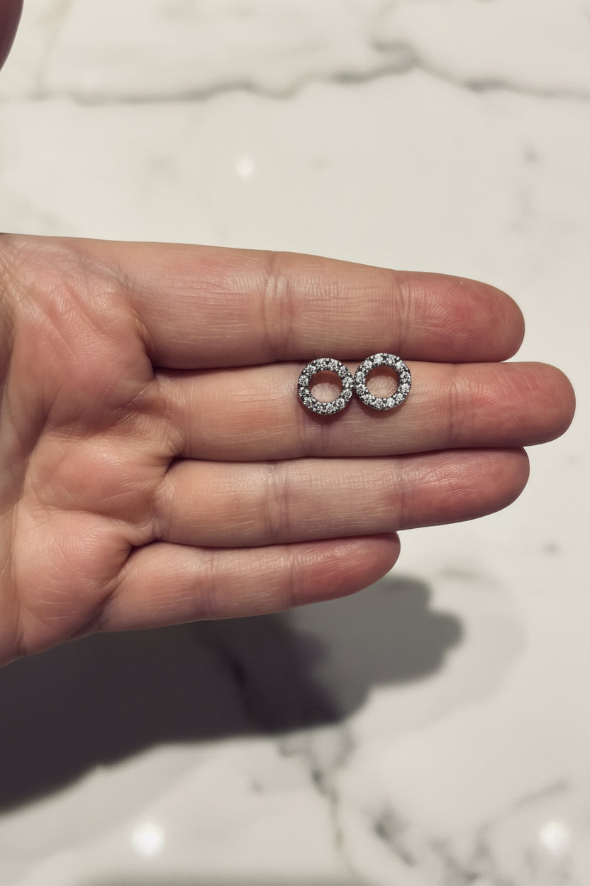 Round Rhinestone Stainless Steel Stud Earrings – Minimalist Everyday Jewelry