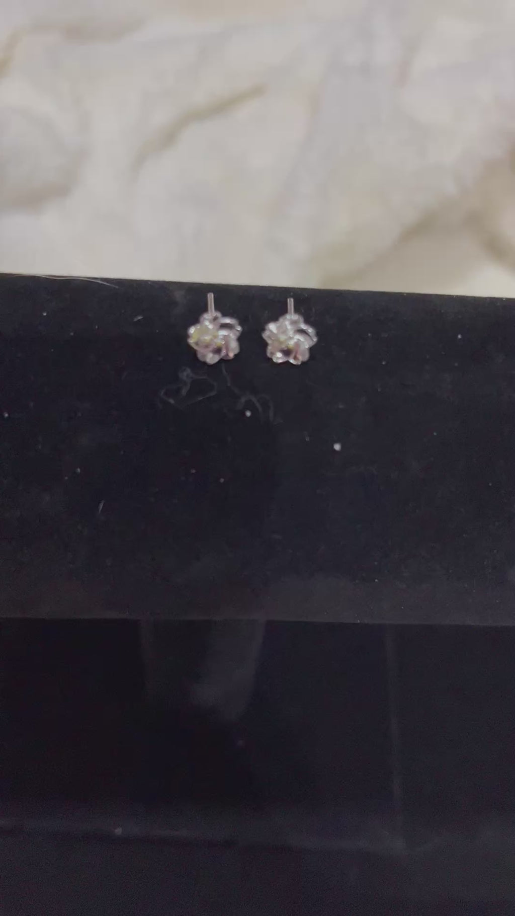 Sterling Silver .925 Flower Earrings with Crystal Center