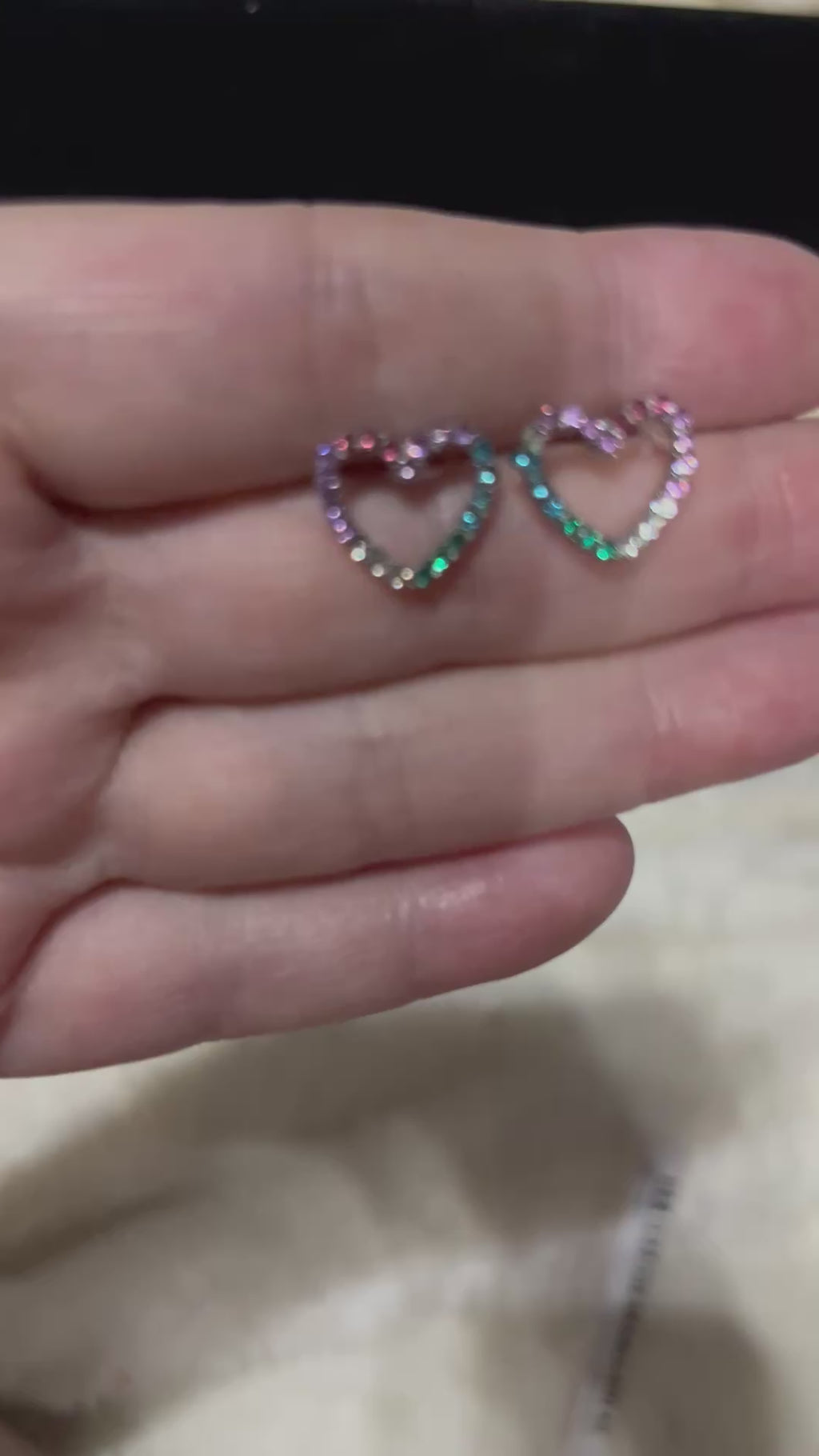 Rainbow Heart Crystal Stud Earrings | Colorful Statement Studs