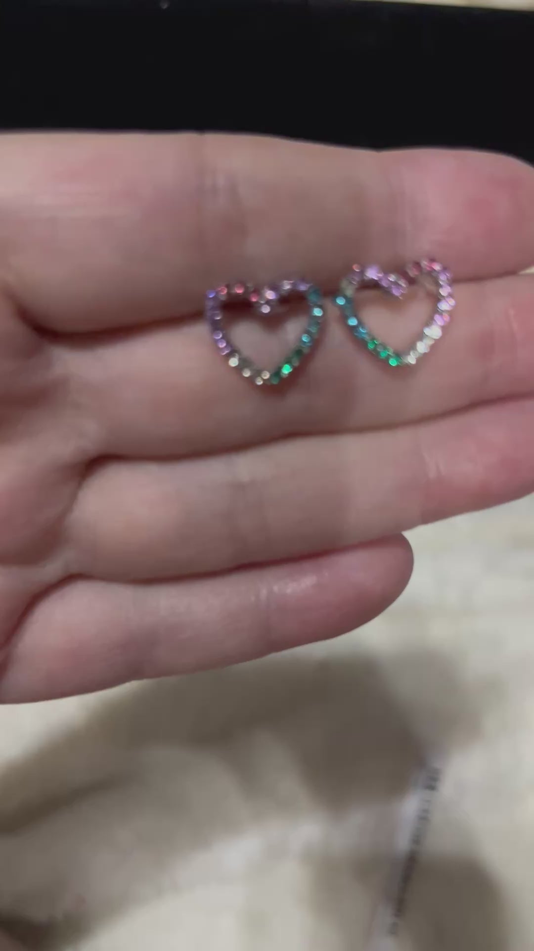 Rainbow Heart Crystal Stud Earrings | Colorful Statement Studs