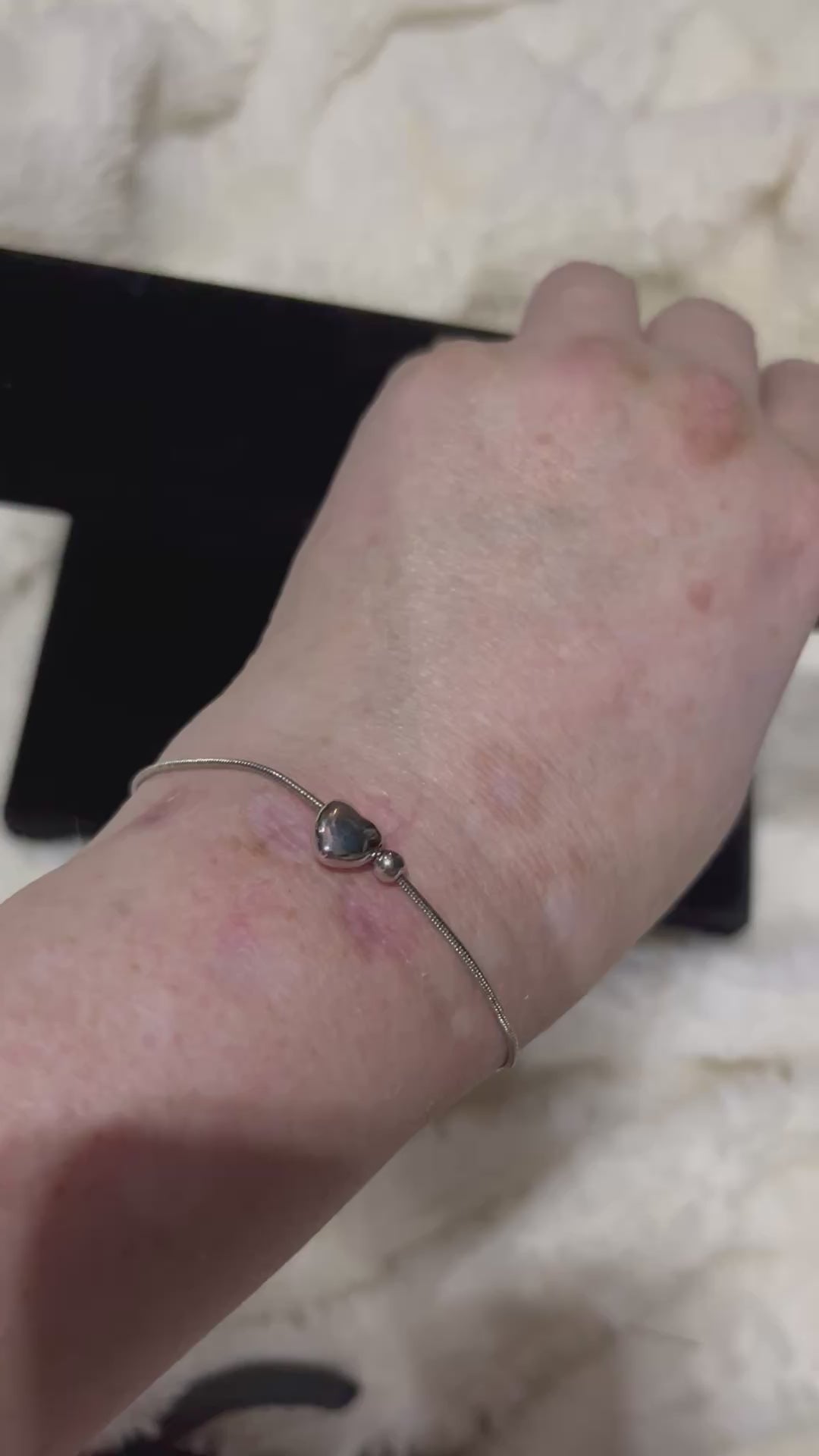 Minimalist Stainless Steel Heart & Ball Bracelet / Anklet | Silver Snake Chain