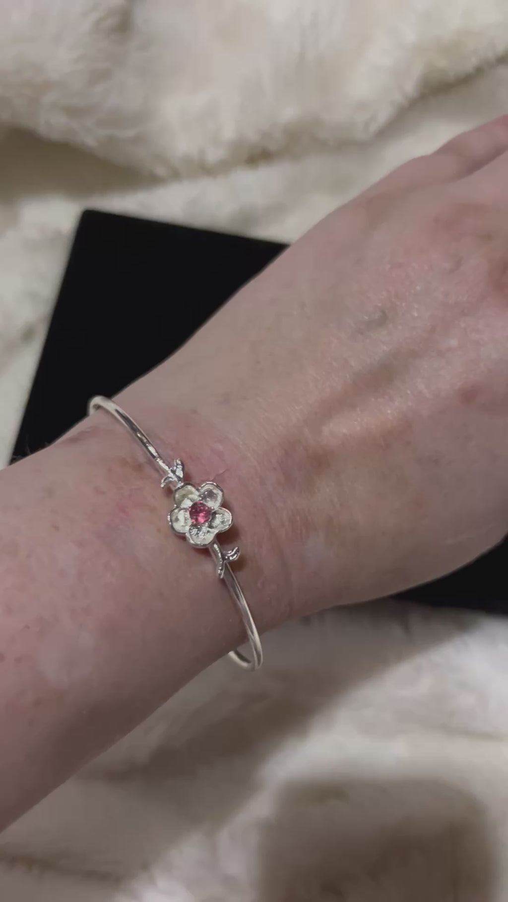 Bohemian Stainless Steel Adjustable my Flower Cuff Bangle Bracelet | Silver